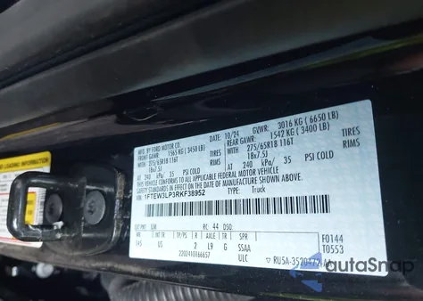 2024 Ford F150 Xlt из США, поврежденный, VIN 1FTEW3LP3RKF38952